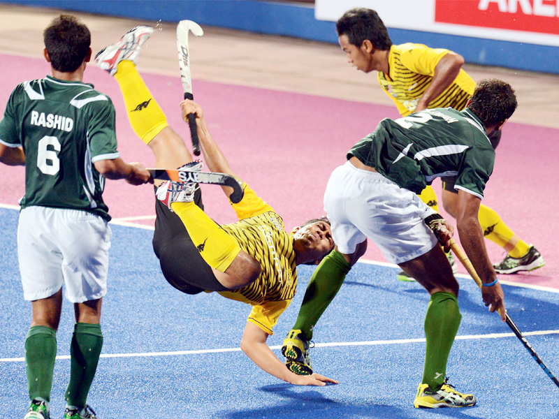 pakistan increased their chances of qualifying for the world cup as they raced to the semi finals with a 4 1 win against hosts malaysia in the asia cup photo file afp