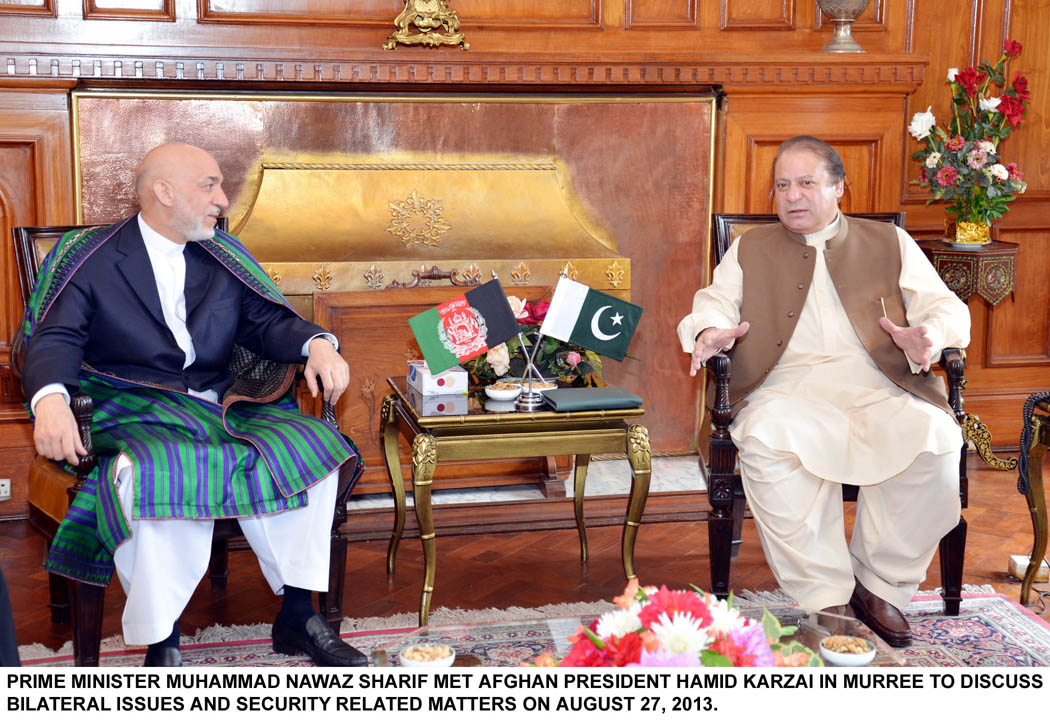 prime minister nawaz sharif met afghan president hamid karzai in murree to discuss bilateral issues photo pid