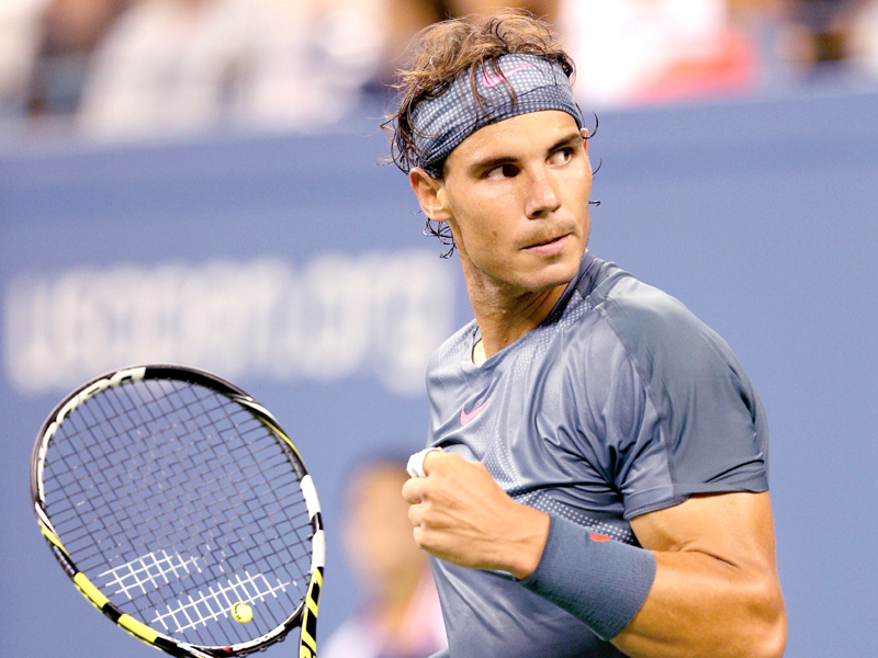 rafael nadal celebrates his victory in his men s singles second round match against rogerio dutra silva of brazil photo afp