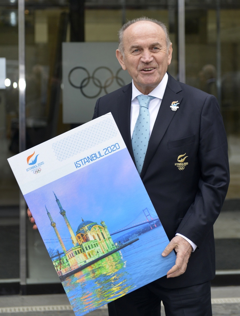 a picture taken on january 7 2013 show kadir topbas of istanbul posing at the headquarters of the international olympic committee photo afp