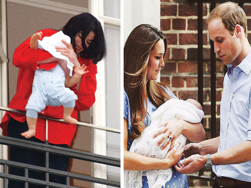 michael jackson with his baby kate middleton and prince william with their baby