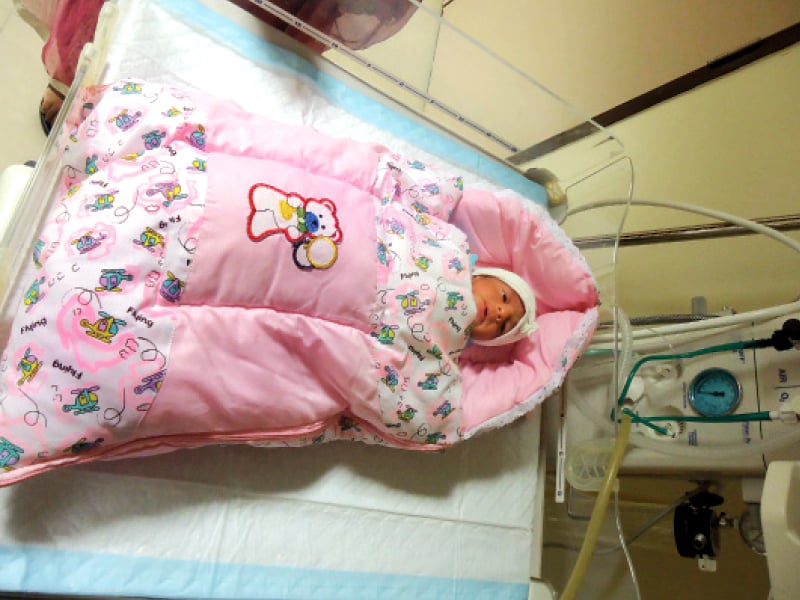 nausheen s triplets were delivered safely through surgery at the memon medical institute hospital this july they were kept in an incubator for one week as such babies are usually born premature photo courtesy mmi hospital