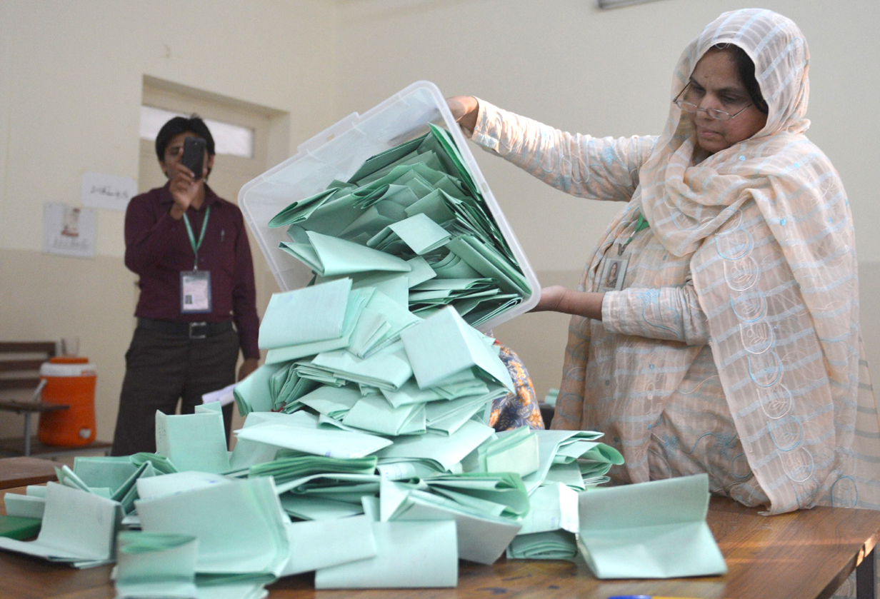 pti candidate mehar wajid azeem is placed second with 16 566 votes photo afp