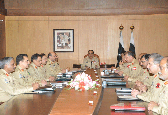 chief of army staff general ashfaq parvez kayani presiding over the 163rd corps commanders 039 conference at general headquarters on tuesday photo ispr gov pk