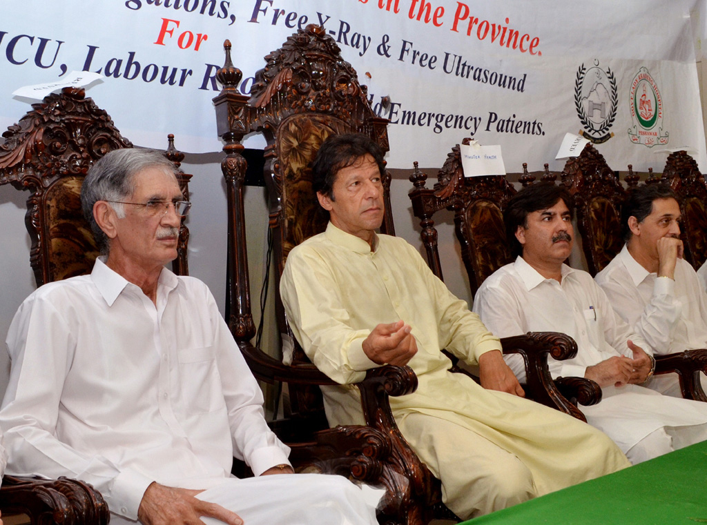 imran khan addressing at the lady reading hospital lrh announced free emergency treatment in all government hospitals in the province photo agencies