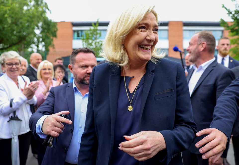 marine le pen french far right national rally rassemblement national party candidate looks on in the second round of the french parliamentary elections in henin beaumont france june 19 2022 reuters