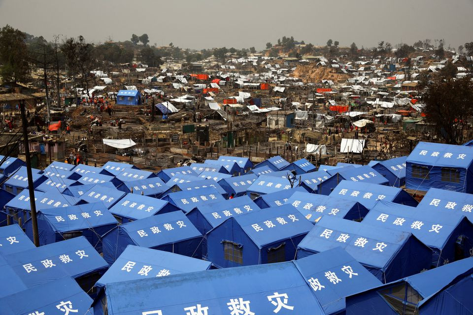 newly built makeshift tents are seen at the rohingya refugee camp where a massive fire destroyed thousands of shelters in cox s bazar bangladesh march 24 2021 reuters