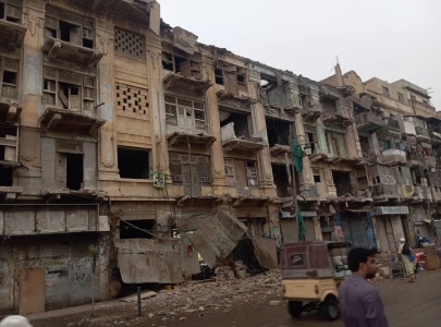 section of pre partition era building collapses on burns road