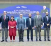 prime minister muhammad shehbaz sharif in a group photo with owners of telecommunications companies who participated in the spectrum auction license ceremony on thursday credit government of pakistan x