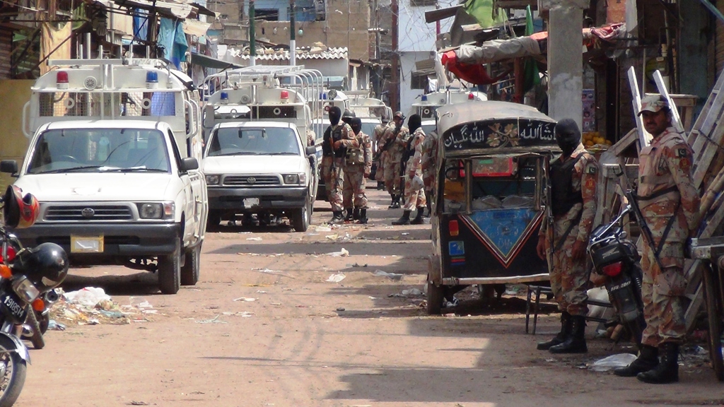 the paramilitary force in conjunction with police officials conducted operations in various areas of the metropolis and arrested 28 suspects photo mohammad saqib