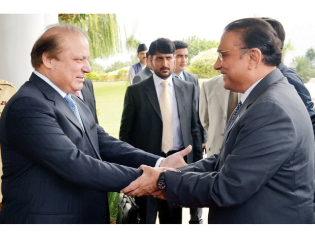 premier nawaz receives president zardari at the pm residence photo inp premier nawaz receives president zardari at the pm residence photo inp