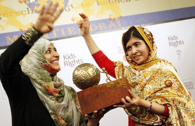 16 year old malala yousafzai receiving a trophy after being honored with the international children 039 s peace prize at the ridderzaal in the hague the netherlands on september 6 2013 photo afp 16 year old malala yousafzai receiving a trophy after being honored with the international children 039 s peace prize at the ridderzaal in the hague the netherlands on september 6 2013 photo afp