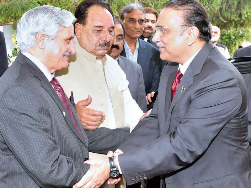 ajk president and prime minister receive president asif zardari on his arrival at kashmir house photo app