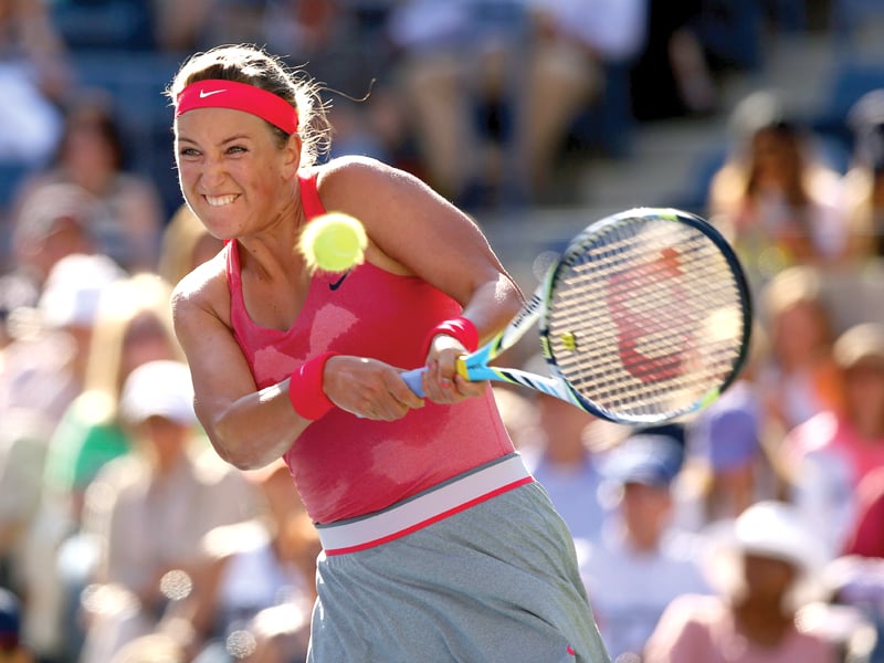 azarenka reached her second successive us open final with a win over pennetta in a match featuring 13 breaks of serve photo afp