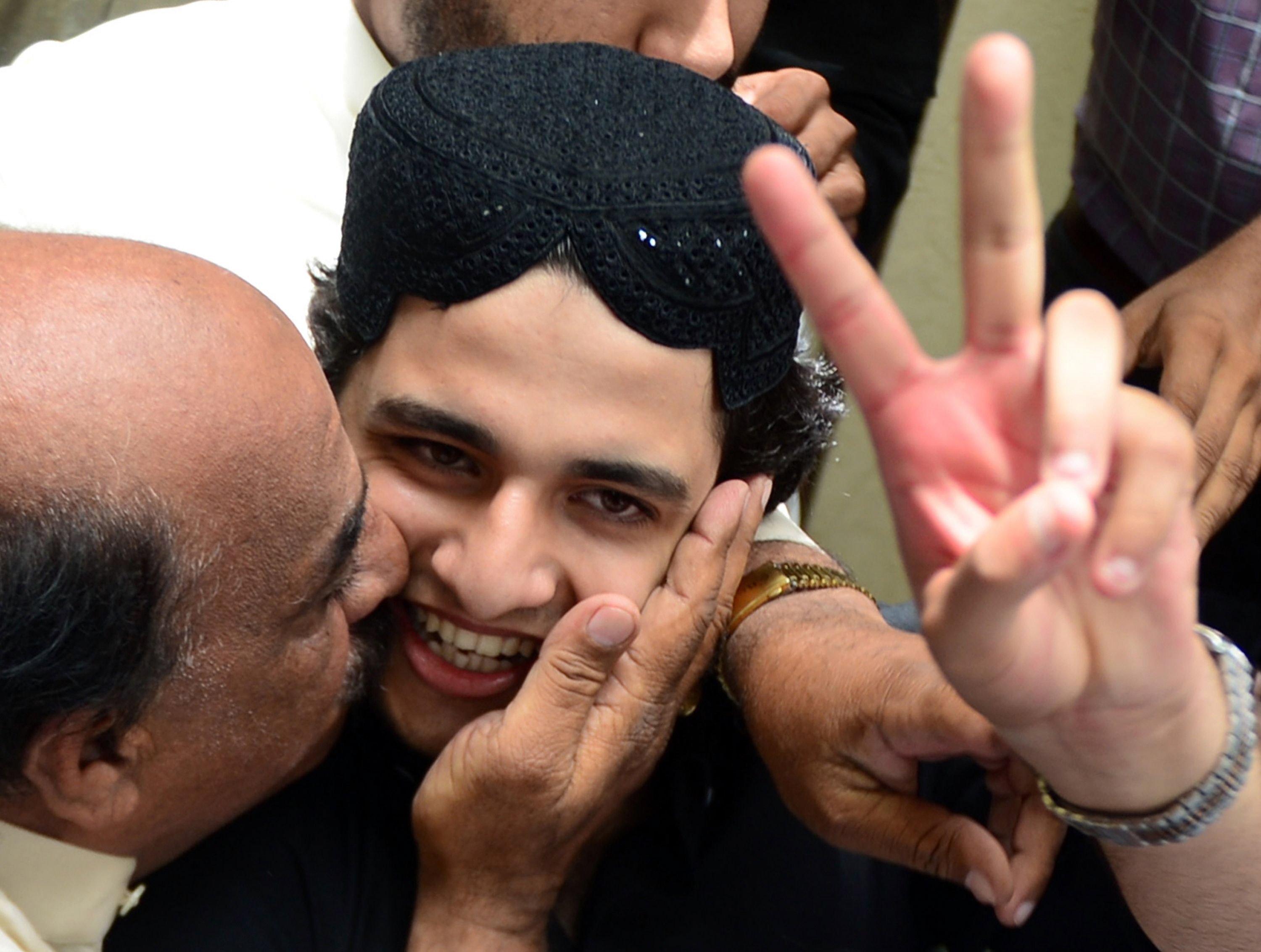 shahrukh jatoi gestures as he leaves a court after being convicted for murder in karachi on june 7 photo afp