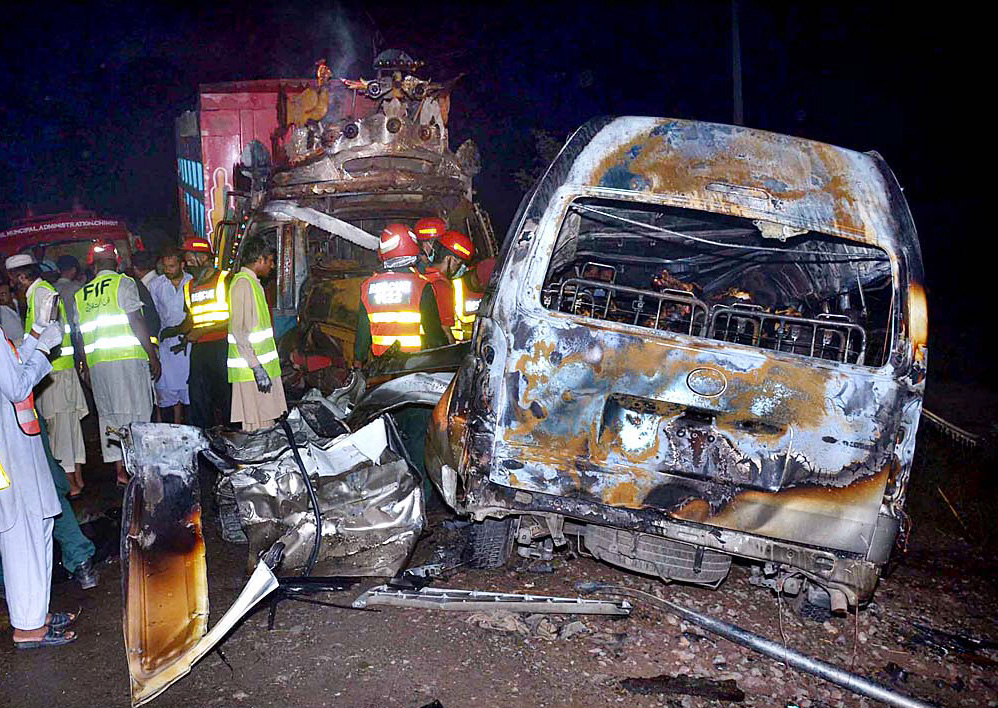 seconds after the collision police said the van caught fire which they speculated caused some of the deaths photo app