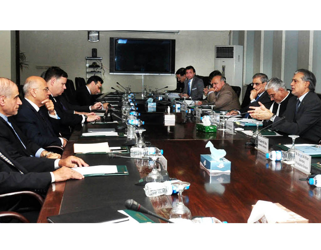 federal minister for finance ishaq dar in a meeting with jafar mojarrad of imf photo pid