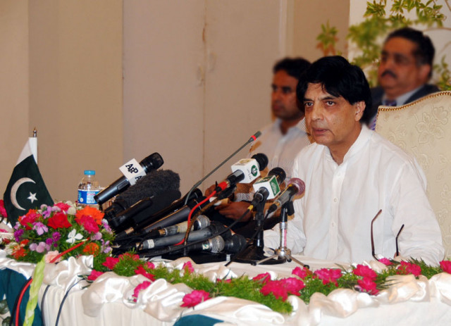 interior minister chaudhry nisar ali khan addressing a press conference in islamabad on september 10 2013 photo pid interior minister chaudhry nisar ali khan addressing a press conference in islamabad on september 10 2013 photo pid