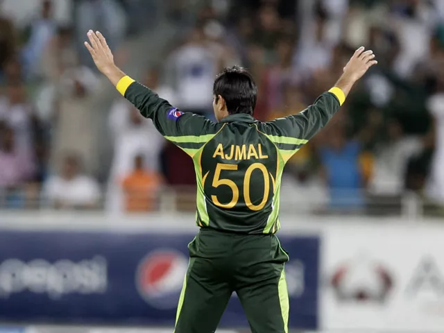 saeed ajmal celebrates the wicket of quinton de kock pakistan v south africa 2nd t20i dubai november 15 2013 photo ap saeed ajmal celebrates the wicket of quinton de kock pakistan v south africa 2nd t20i dubai november 15 2013 photo ap