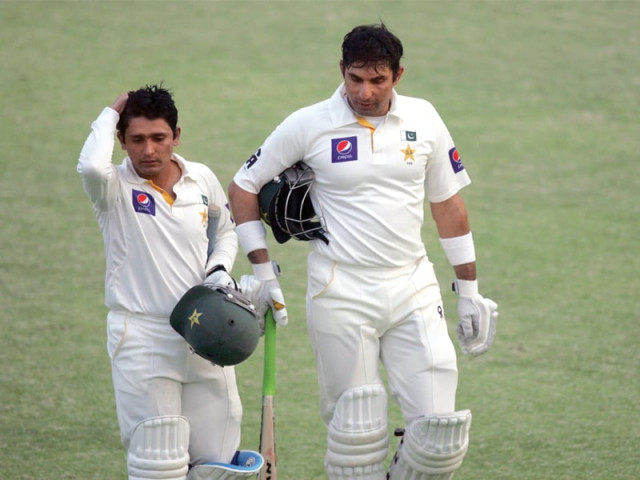 misbah will resume batting with akmal today on a cautious footing as pakistan have only five wickets left to chase the 106 run target photo afp misbah will resume batting with akmal today on a cautious footing as pakistan have only five wickets left to chase the 106 run target photo afp