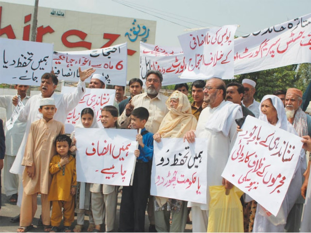 relatives of a missing person from hashtnagri held a protest against the police for not registering their fir despite the accused being nominated photo muhammad iqbal express relatives of a missing person from hashtnagri held a protest against the police for not registering their fir despite the accused being nominated photo muhammad iqbal express
