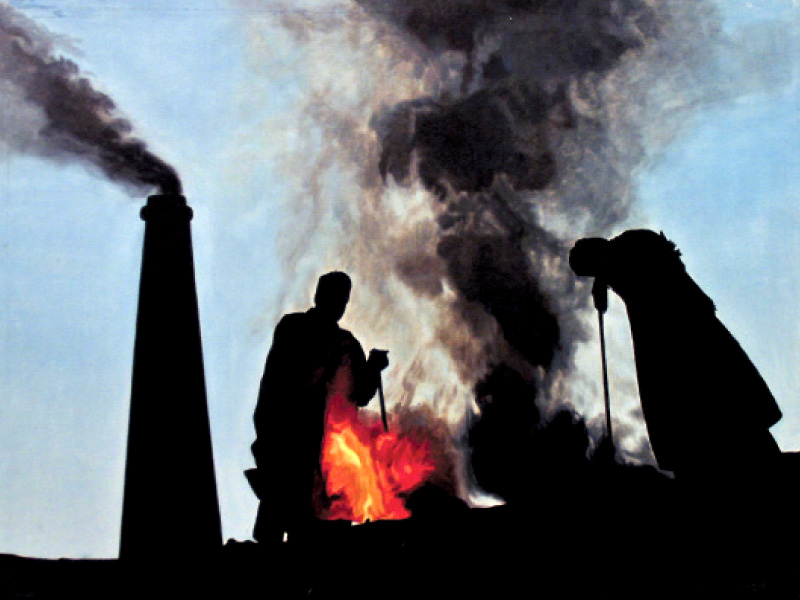 the exhibition showcased photos of bonded labour liberation front and brick kiln workers movements struggle in punjab through paintings and portraits the exhibition tries to highlight the plight of workers photo muhammad javaid express