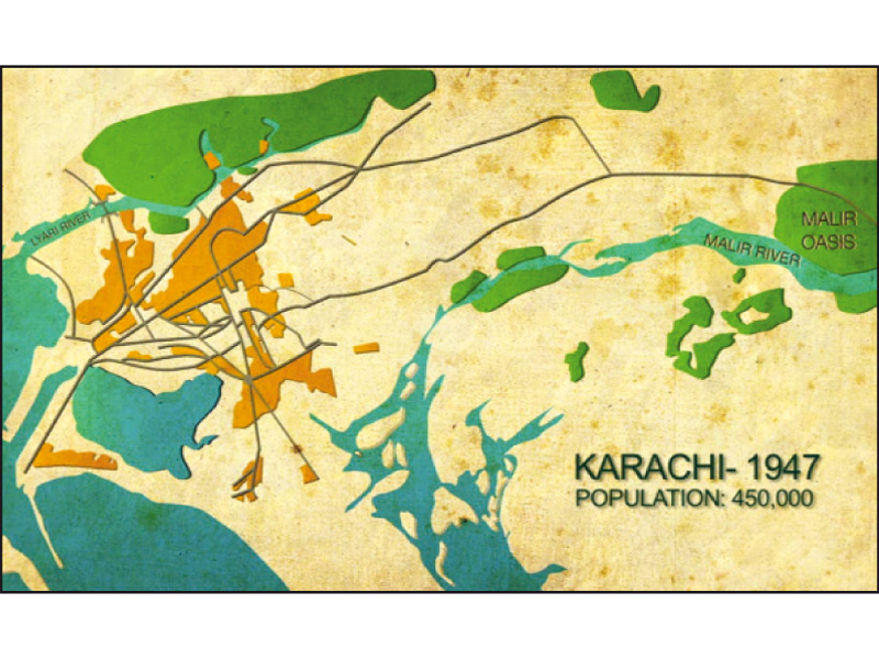 the maps show how green cover has disappeared in lyari and malir the illustrations show how densification develops source karachi rising