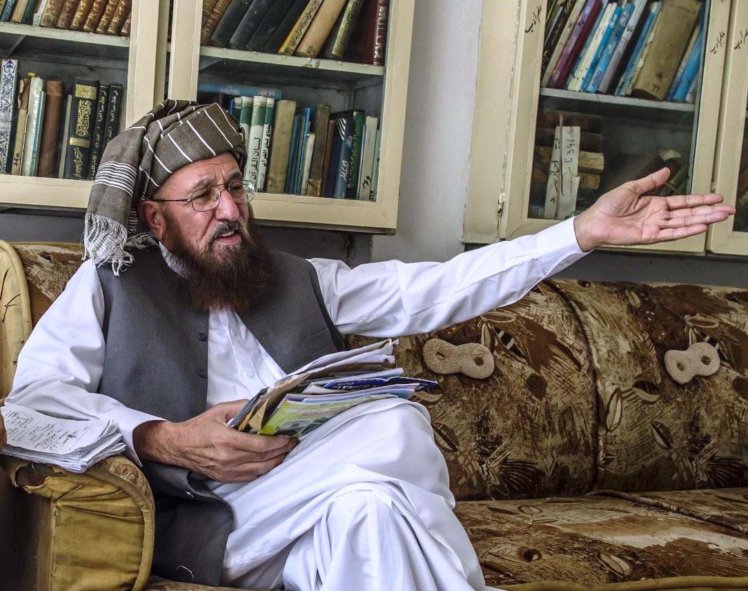 maulana samiul haq a cleric and head of darul uloom haqqania a seminary and alma mater of several taliban leaders talks during an interview with reuters at his house in akora khattak khyber pakhtunkhwa province september 14 2013 photo reuters