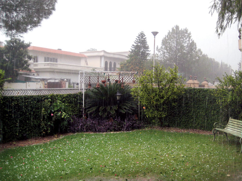 hailstorm followed a heavy rainfall in the twin cities on sunday disrupting routine life photo muhammad javaid amp myra iqbal