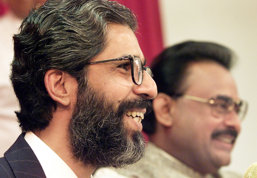 mqm leader imran farooq seen with party chief altaf hussain photo afp file