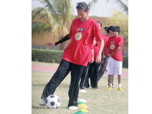 women s national football team captain hajra khan was impressed with the talent on show at the football clinic for girls yesterday photo express athar khan women s national football team captain hajra khan was impressed with the talent on show at the football clinic for girls yesterday photo express athar khan
