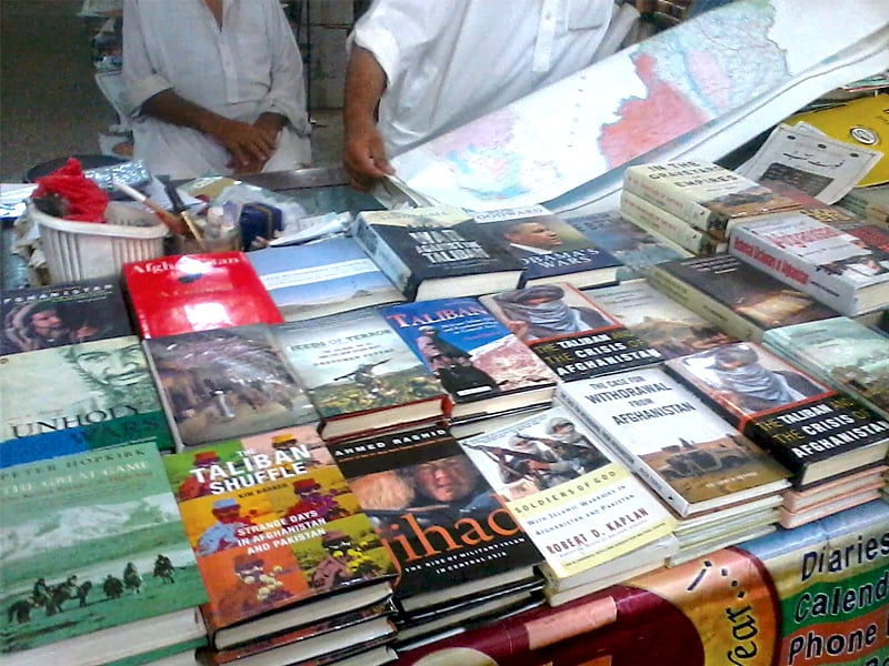 books on current affairs have gained prominence in existing bookshops of the city shelf upon shelf of books in english on afghanistan the taliban and tribal areas are becoming a common sight photo muhammad iqbal express