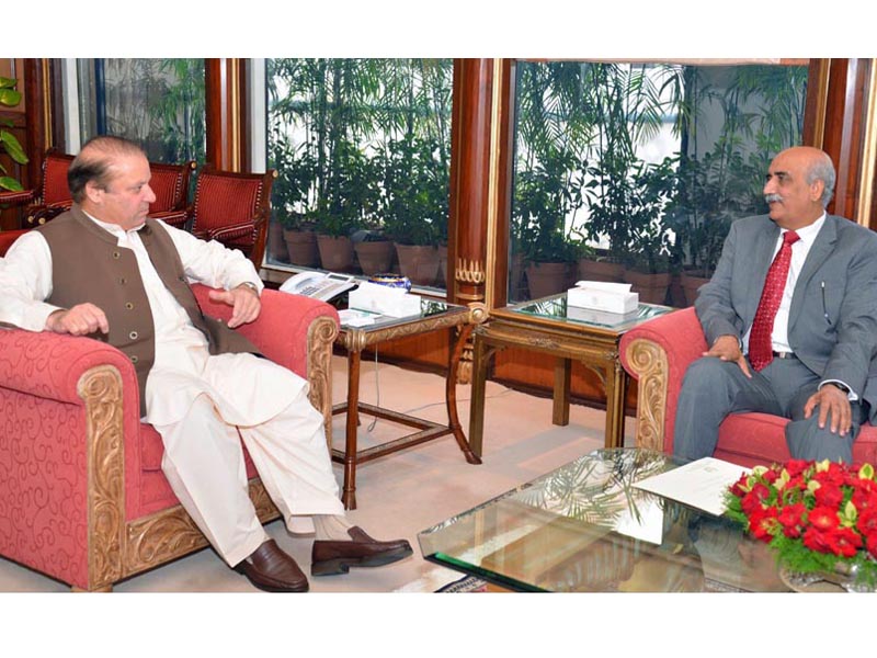 leader of the opposition in the national assembly syed khursheed shah called on prime minister nawaz sharif at pm 039 s office photo pid