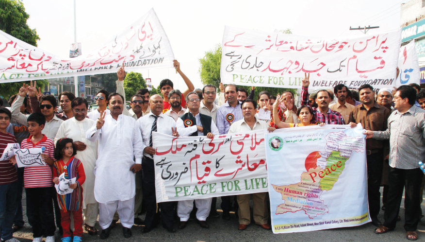 united we stand peace for life activists march for peace on jail road to mark the international day for peace observed on saturday photo abid nawaz express