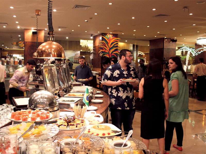 the authentic food at the festival is accompanied by popular brazilian tunes performed live by gabriel titan a singer and musical theatre actor who flew from rio de janiero photo waqas naeem express