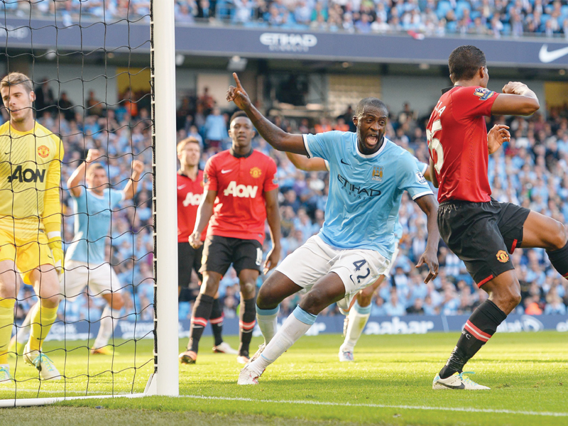 manchester city go to third place in the premier league after their 4 1 win over rivals manchester united photo afp