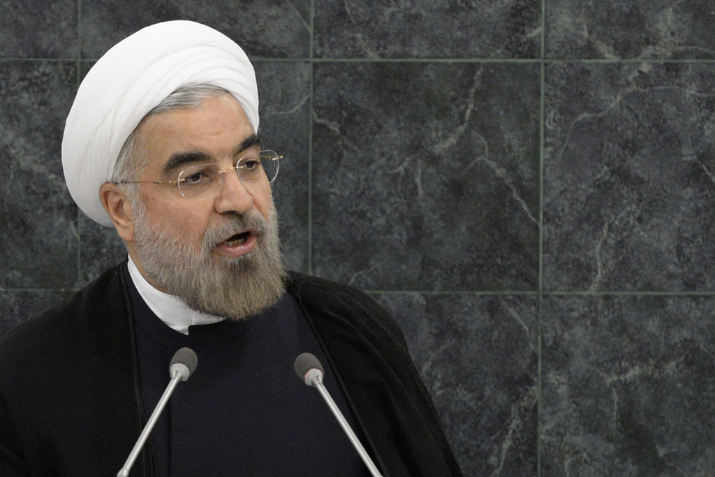 hassan rouhani president of iran speaks during the 68th session of the united nations general assembly september 24 2013 at un headquarters in new york photo afp