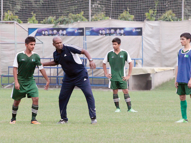 pakistan players trained with national senior team coach shamlan mohamed yesterday photo shafiq malik express pakistan players trained with national senior team coach shamlan mohamed yesterday photo shafiq malik express