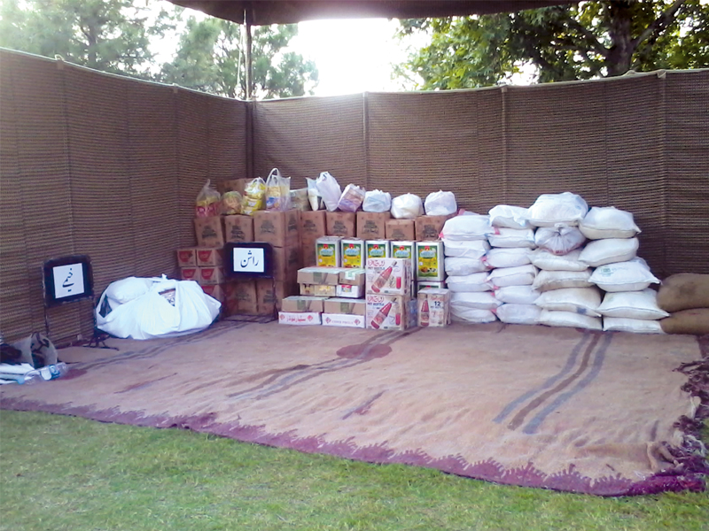 ration collected for the balochistan earthquake victims at a centre photo waqas naeem