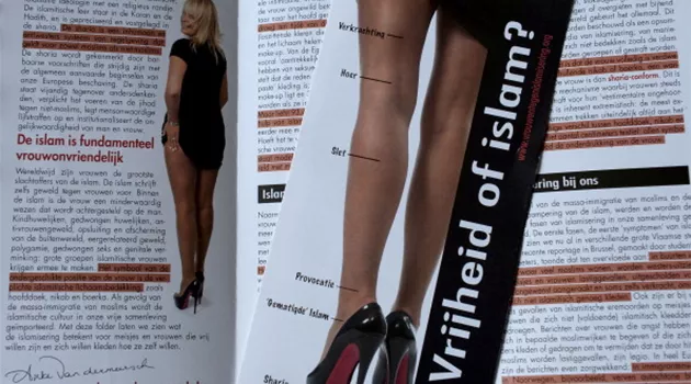a campaign leaflet of the belgian flemish far right vlaams belang party featuring senator anke van dermeersch paris based luxury shoe designer christian louboutin is asking a belgian court to kill a far right campaign using his iconic stilettos for the poster denouncing islam photo afp a campaign leaflet of the belgian flemish far right vlaams belang party featuring senator anke van dermeersch paris based luxury shoe designer christian louboutin is asking a belgian court to kill a far right campaign using his iconic stilettos for the poster denouncing islam photo afp