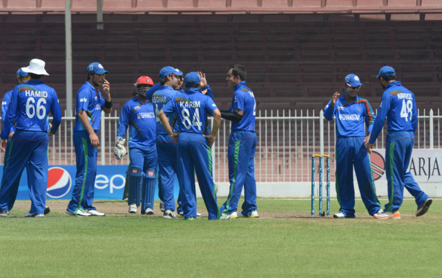 afghanistan players celebrate a wicket afghanistan v kenya wcl championship sharjah october 4 2013 photo icc afghanistan players celebrate a wicket afghanistan v kenya wcl championship sharjah october 4 2013 photo icc