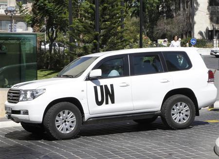 un vehicle transporting a team of experts from the organisation for the prohibition of chemical weapons opcw return to their hotel in damascus october 7 2013 photo reuters