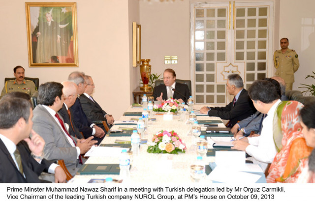 prime minister nawaz sharif in a meeting with turkish delegation led by orguz carmikli vice chairman nurol group at pm house on october 09 2013 photo pid prime minister nawaz sharif in a meeting with turkish delegation led by orguz carmikli vice chairman nurol group at pm house on october 09 2013 photo pid