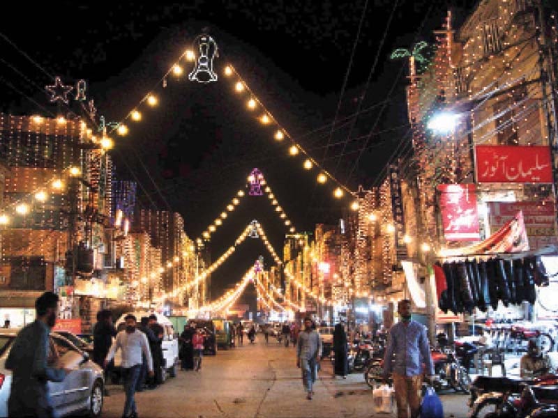 a neighbourhood glimmers with decorative lights to celebrate eid miladun nabi photo nni file