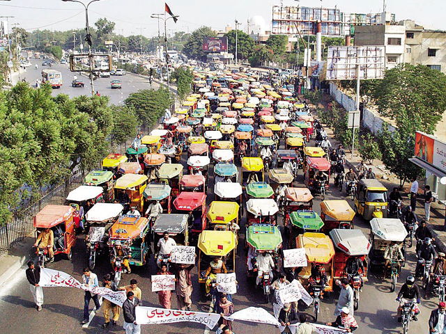 an old photo of an earlier protest by rickshaw drivers photo online