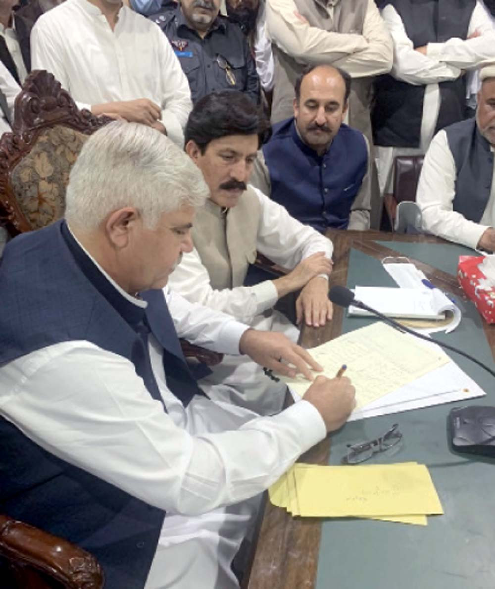 k p cm mahmood khan accepts all the demands of the jani khel protesters in writing photo express