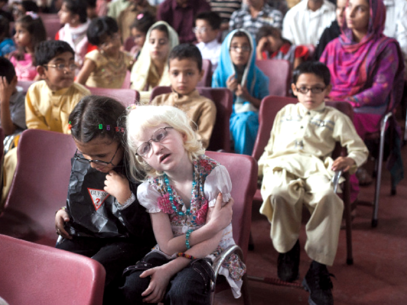 visually impaired children enjoying a performance at their school on thursday photo express