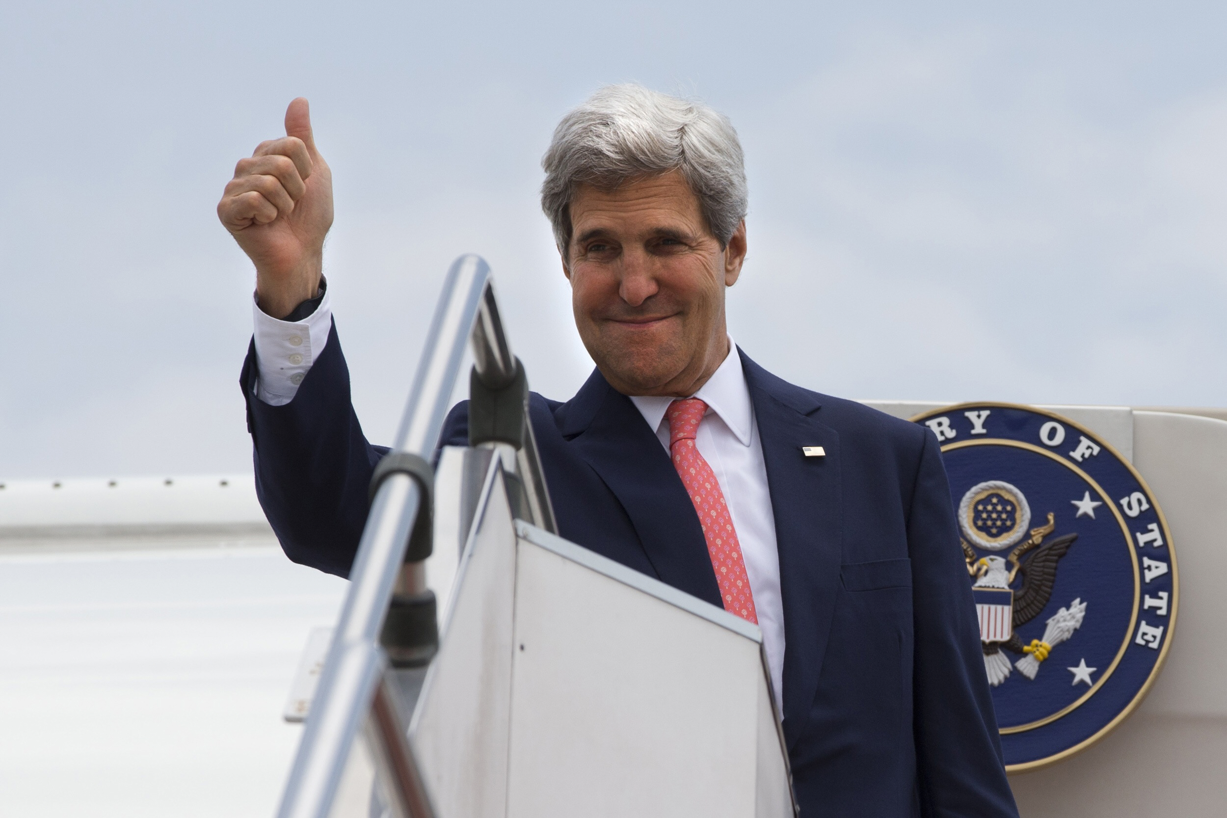 us secretary of state john kerry makes the thumbs up sign as he leaves after completing his trip to malaysia photo reuters