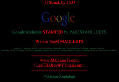 google malaysia hacked by pakistani madleets
