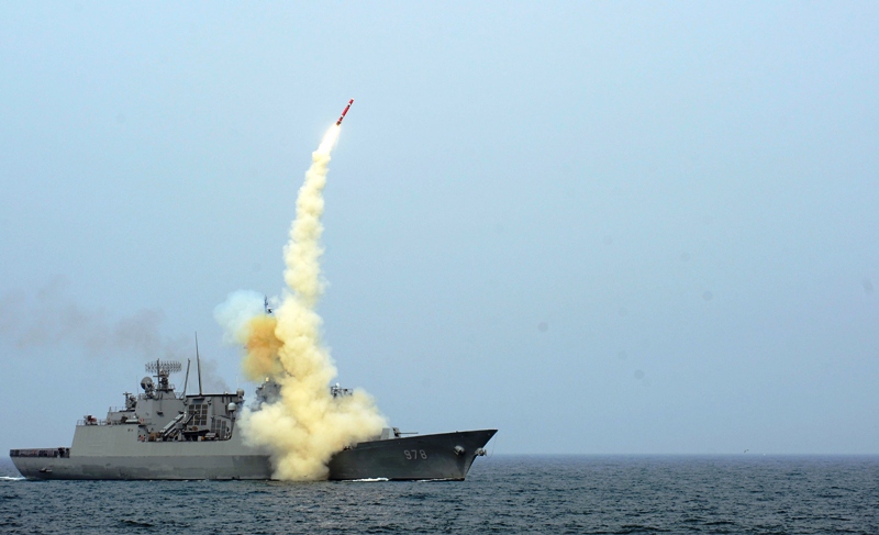 a south korean naval ship launches an indigenous cruise missile during a drill at an undisclosed location photo reuters